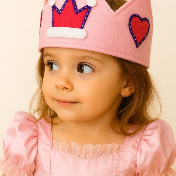 Crown, Birthday Crown, Pink Purple Hearts, Photo Prop, Felt Princess Crown - Picture 2 of 2